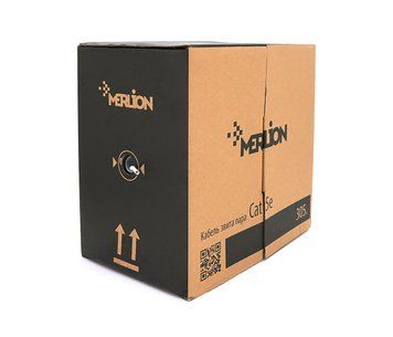 Кабель КВПЭ FTP (4*2*0.51) 4p 24 AWG, Merlion, (CCA), экран для внутр. работ, 305м, White, Corton BOX U_11354 фото