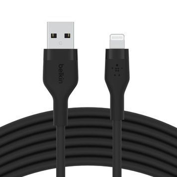 Кабель USB-A Lightning подзарядка/синхронизация Belkin 2м, силиконовый с клипсой, черный RC_CAA008BT2MBK фото