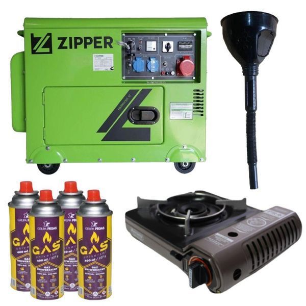 Дизельный генератор Zipper ZI-STE7500DSH + газовая плитка Orcamp CK-505 + 4 газовых картриджа 400 мл KM_KZI-STE7500DSH фото