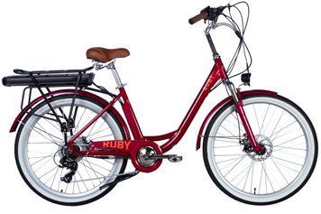 Велосипед з електроприводом 26" AL Dorozhnik eRUBY DD FR рама-17" 48B 12.5А*г 500Вт бордовий YS 7496 2025 VT_ELB-D-26-248 фото