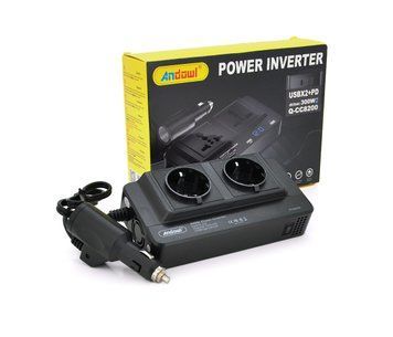 Інвертор напруги Q-CC8200 300W, 12/220V, approximated, 2 універсальні розетки+2USB+Type C U_29030 фото