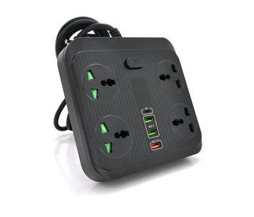 Удлинитель TB-Т18 4 розетки + 2 USB + PD 2 м сечение 3х0 75мм 3000W Black U_19747 фото