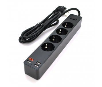 Удлинитель KSC-717 Zhengya series на 4 розетки + 4 USB выхода 4000W,1.8m, Black U_26879 фото