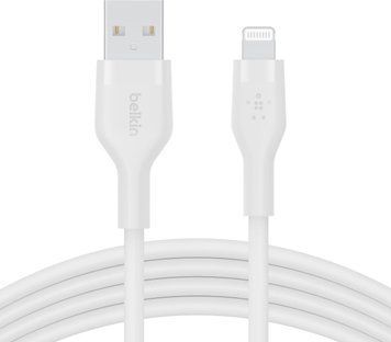 Кабель USB-A >Lightning зарядки/синхронизации Belkin 2м, силиконовый с клипсой, белый RC_CAA008BT2MWH фото