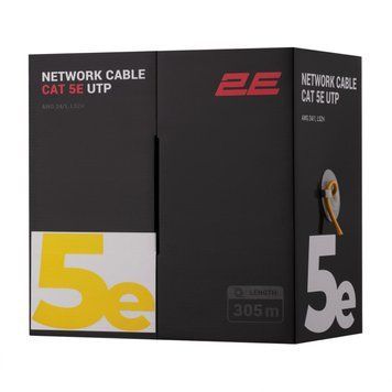 Кабель "вита пара" 2E CAT 5e, U-UTP, 305м, AWG 24/1, LSZH, жовтий RC_2E-CBL5EUTP-LSZH-YLW фото