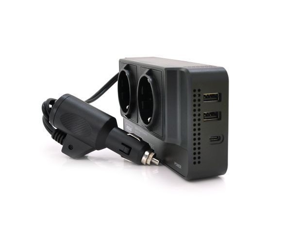 Інвертор напруги Q-CC8200 300W, 12/220V, approximated, 2 універсальні розетки+2USB+Type C U_29030 фото