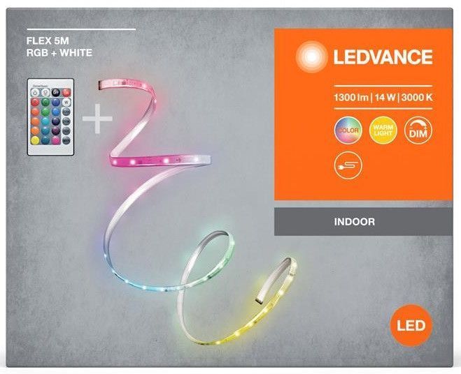 Лента светодиодная LEDVANCE FLEX 14W, 1300Lm, 5M RGB 3000K RC RC_4099854095443 фото