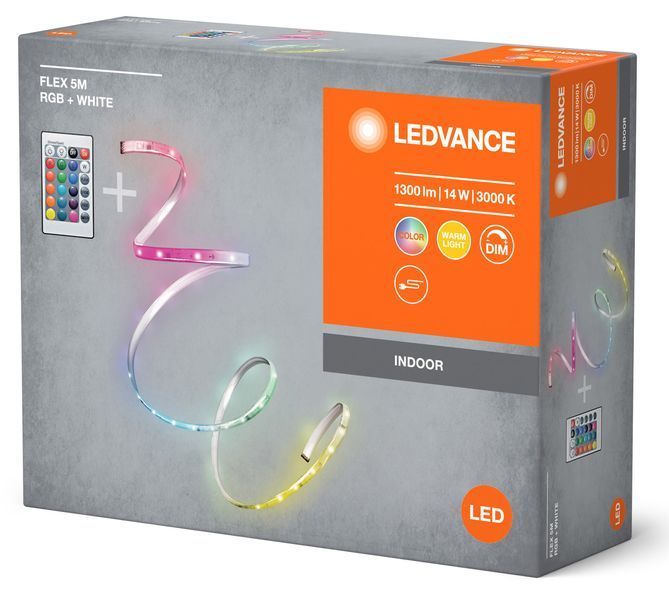 Лента светодиодная LEDVANCE FLEX 14W, 1300Lm, 5M RGB 3000K RC RC_4099854095443 фото