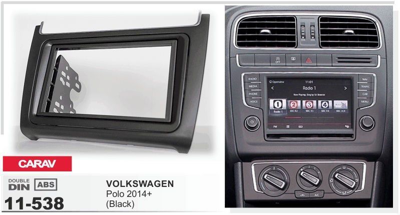 Перехідна рамка CARAV 11-538 для VOLKSWAGEN Polo 2014+ (Black) AV_11-538 фото