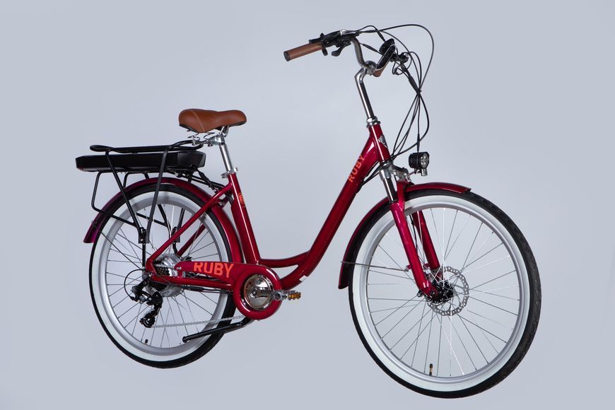 Велосипед з електроприводом 26" AL Dorozhnik eRUBY DD FR рама-17" 48B 12.5А*г 500Вт бордовий YS 7496 2025 VT_ELB-D-26-248 фото