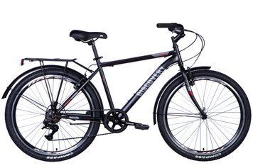 Велосипед сталь 26 Discovery PRESTIGE MAN Vbr рама-18" черный (матовый) с багажником задн. St с крылом St 2024 VT_OPS-DIS-26-587 фото
