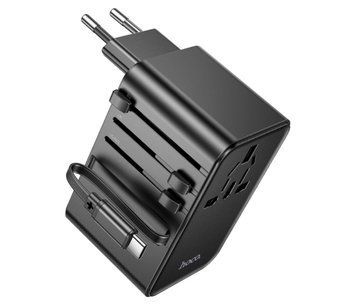 Сетевой фильтр HOCO AC18A на 1 розетку + 2 USB+ USB-C, 35W, кабель 1,5м, 220В, Black, Box U_38832 фото