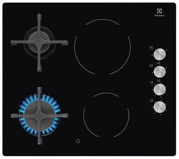 Варочная поверхность Electrolux комбинированная (2 газ + 2 стеклокерам.), 60см, чугун, черный RC_EGE6172NOK фото