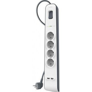 Belkin Сетевой фильтр 4хSchuko, 2xUSB 2.4A c защитой от перенапряжения 525 Дж 2m White RC_BSV401vf2M фото