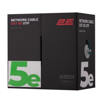 Кабель "вита пара" 2E CAT 5e, U-UTP, 305м, AWG 24/1, LSZH, зелений RC_2E-CBL5EUTP-LSZH-GRN фото