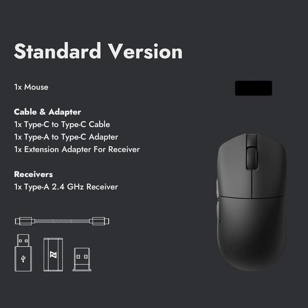 Мышь G1 USB-A/USB-C/WL/BT, 8K, черный Lemokey RC_G1-A1 фото