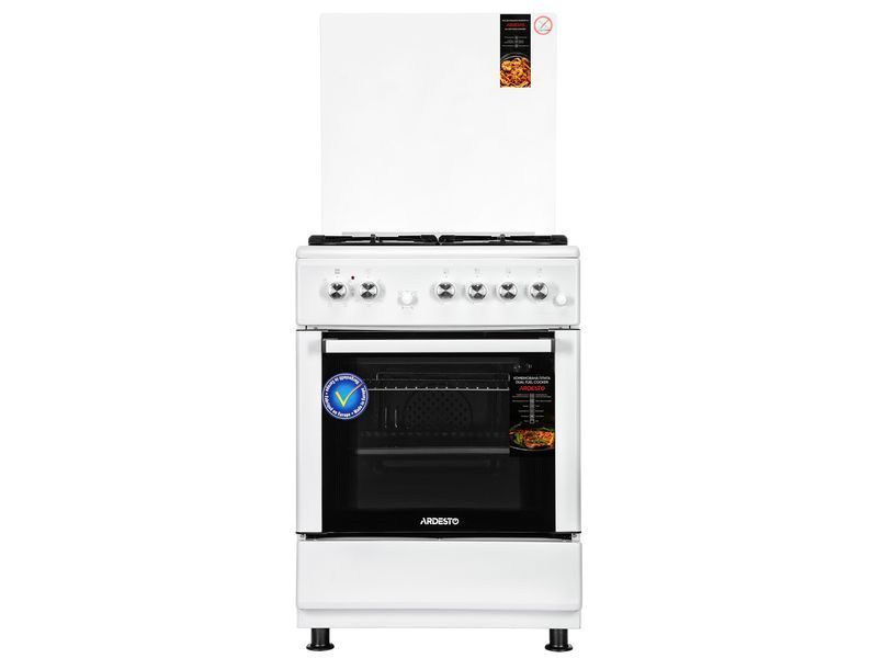 Плита ARDESTO комби, 64л, 60x60см, конвекция, чугун, подсветка, форсунки LPG (подключение газового баллона), RC_FSC-F6060PW фото