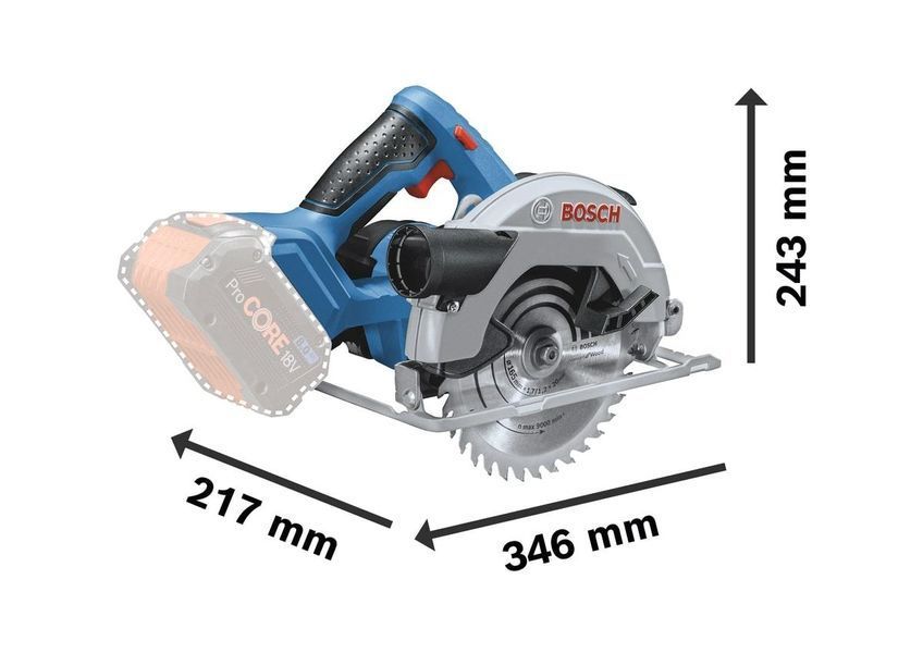 Пила циркулярная Bosch Professional GKS 18V-57, 18 В, диск 164 мм, 3400 об/мин, 3.4 кг RC_0.601.6A2.200 фото