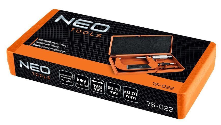Tools Микрометр с верньером 50-75 мм, &plusmn;0.01 мм/м Neo RC_75-022 фото