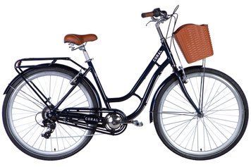 Велосипед алюміній 28 Dorozhnik CORAL FRW Vbr рама-19" темно-синій з багажником задн St з корзиною Pl з крилом St 2024 VT_OPS-D-28-406 фото