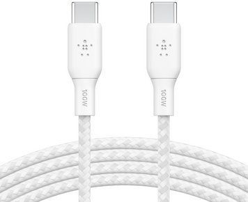 Кабель USB-C > USB-C зарядка/синхронізація Belkin 3м, 100Вт, Type-C, плетений, білий RC_CAB014BT3MWH фото