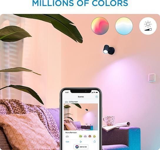 Светильник точечный накладной умный IMAGEO Spots, 1х5W, 2200-6500K, RGB, Wi-Fi, черный WiZ RC_929002659001 фото