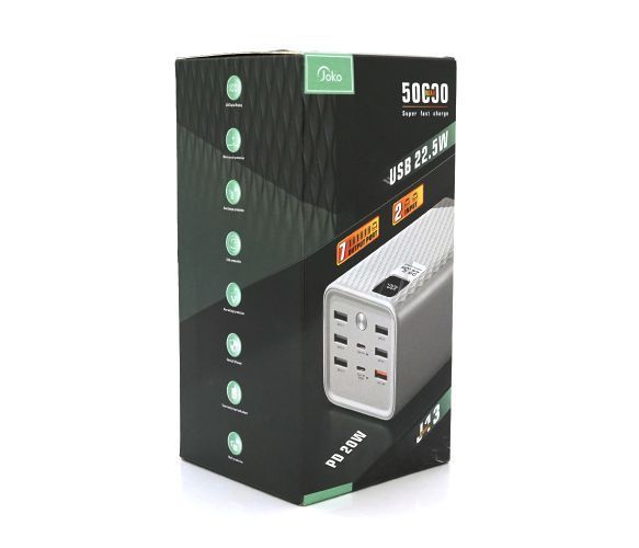 Повербанк JOKO J13 50000mAh, PD 22.5W, 6xUSB+2xType C, Black/White, (1030g), Box U_37584 фото
