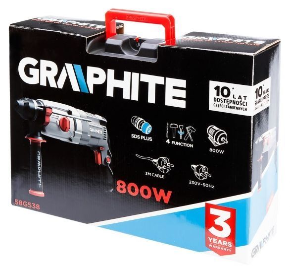 Перфоратор GRAPHITE SDS-plus 800Вт 2.8Дж кейс 3.28кг RC_58G538 фото