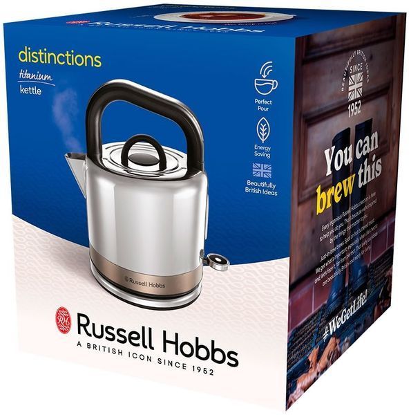 Електрочайник Russell Hobbs Distinctions Titanium, 1.5л, Strix, метал, сріблясто-мідний RC_26422-70 фото