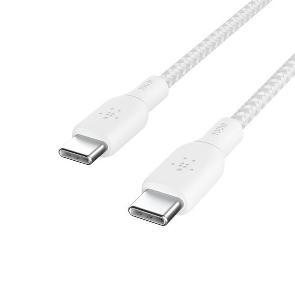 Кабель USB-C > USB-C зарядка/синхронізація Belkin 3м, 100Вт, Type-C, плетений, білий RC_CAB014BT3MWH фото