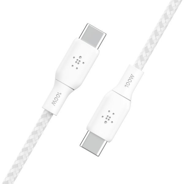 Кабель USB-C > USB-C зарядка/синхронізація Belkin 3м, 100Вт, Type-C, плетений, білий RC_CAB014BT3MWH фото
