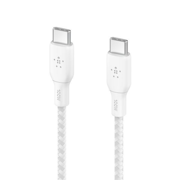 Кабель USB-C > USB-C зарядка/синхронізація Belkin 3м, 100Вт, Type-C, плетений, білий RC_CAB014BT3MWH фото