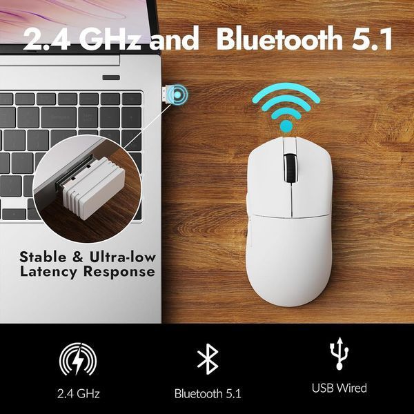 Миша G1 USB-A/USB-C/WL/BT, 8K, білий Lemokey RC_G1-A2 фото