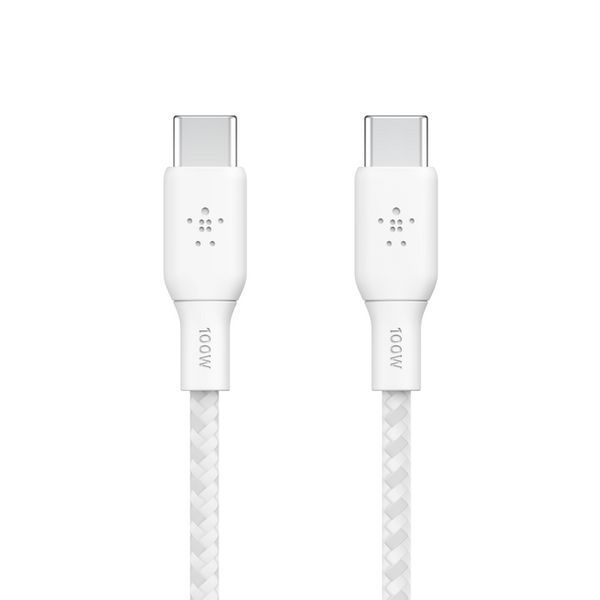 Кабель USB-C > USB-C зарядка/синхронізація Belkin 3м, 100Вт, Type-C, плетений, білий RC_CAB014BT3MWH фото