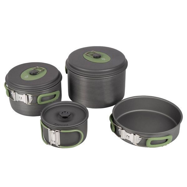 Набір посуду Bo-Camp Explorer 4 Pieces Hard Anodized Grey/Green (2200244) DS_DAS301407 фото
