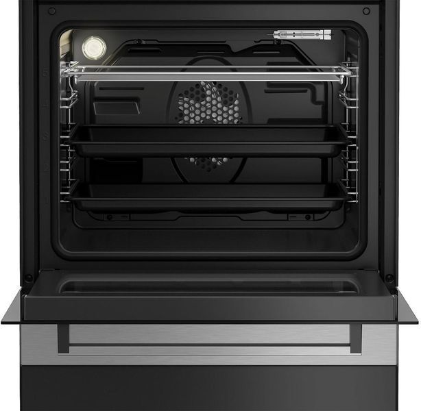Плита Beko электрическая стеклокерамическая, 66л, 60x60см, дисплей, конвекция, нерж. RC_FSE67310GX фото