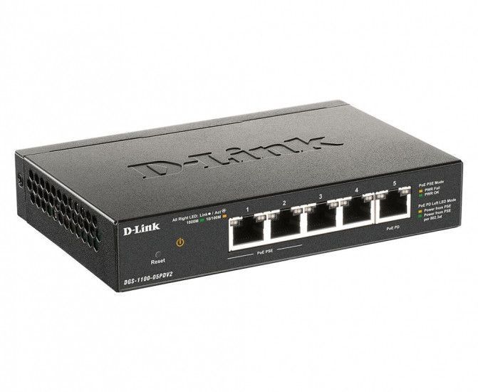 Коммутатор D-Link DGS-1100-05PD 5xGE, (2xGE, 2xGE PoE, 1xGE PD), EasySmart RC_DGS-1100-05PDV2 фото