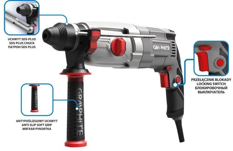Перфоратор GRAPHITE SDS-plus 800Вт 2.8Дж кейс 3.28кг RC_58G538 фото
