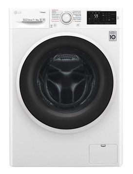 Стирально-сушильная машина LG фронтальная, 7(4)кг, 1000, В, 45см, дисплей, пара, инвертор, белый RC_F2J6HG0W фото