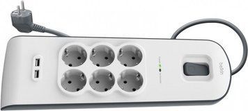 Сетевой фильтр Belkin с защитой от перенапряжения, 6 роз., 2xUSB 2.4A, 650 Дж, UL 500 В, кабель 2м RC_BSV604vf2M фото