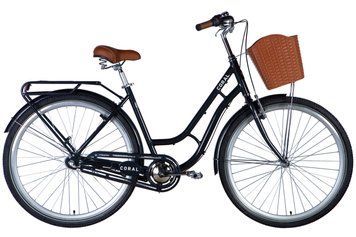 Велосипед алюміній 28 Dorozhnik CORAL планет. рама-19" темно-сiрий з багажником задн St з корзиною Pl з крилом St 2024 VT_OPS-D-28-412 фото