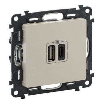 Розетка Legrand Valena LIFE USB-А+USB-С, 3А 5В, слоновая кость RC_753206 фото