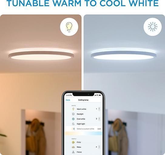 Потолочный светильник умный WiZ SuperSlim Ceiling, 16W, 1500lm, 29,2см, 2700-6500K, Wi-Fi, белый RC_929002685101 фото