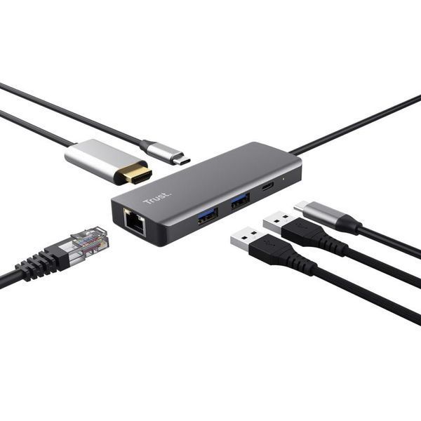 Хаб Trust Dalyx 6-in-1 USB-C Multi-port Dock Aluminium RC_24968_TRUST фото