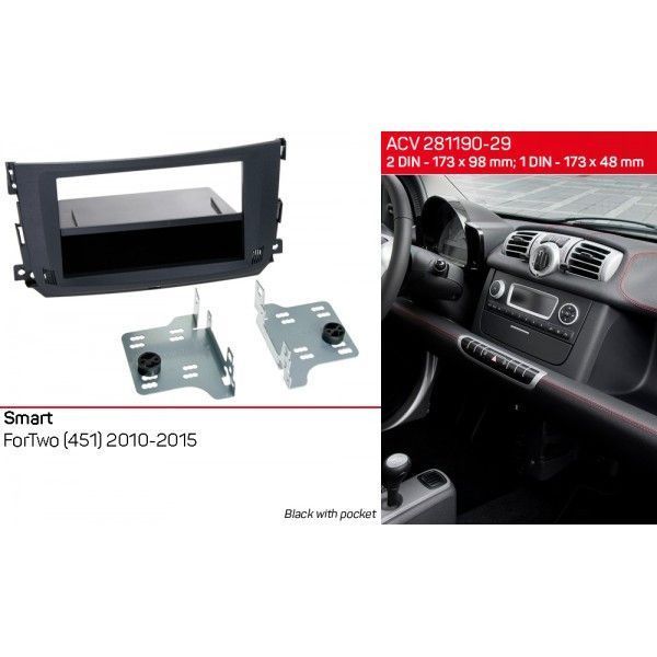 Перехідна рамка ACV 281190-29 для Smart ForTwo (451) 2010-2015 AV_281190-29 фото