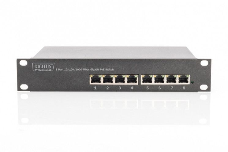 Коммутатор Digitus Gigabit Ethernet 8x10/100/1000Mbps RJ45 POE, 10" RC_DN-95317 фото