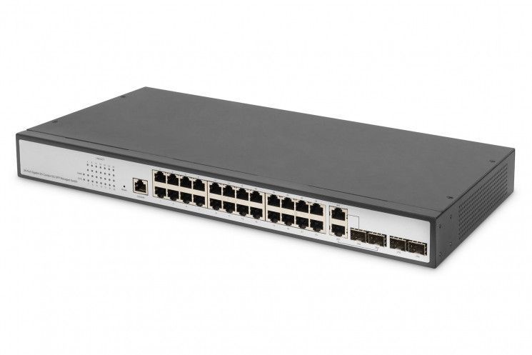 Комутатор DIGITUS 24 port + 2 combo and 2 SFP uplink, Gigabit L2 Switch, Managed RC_DN-80221-3 фото