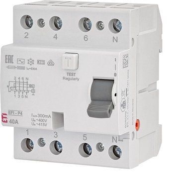Реле дифференциальное ETI, (УЗО) 4р EFI-P4 40/0,3 тип AC (10kA) RC_2061632 фото