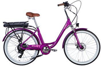 Велосипед з електроприводом 26" AL Dorozhnik eRUBY DD FR рама-17" 36B 12.5А*г 500Вт пурпурний YS 7809 2025 VT_ELB-D-26-260 фото