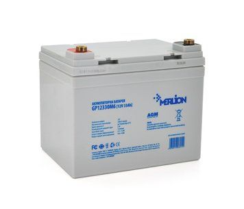Акумуляторна батарея MERLION AGM GP1233M6 12V 33Ah (195х130х155(165) U_6015 фото